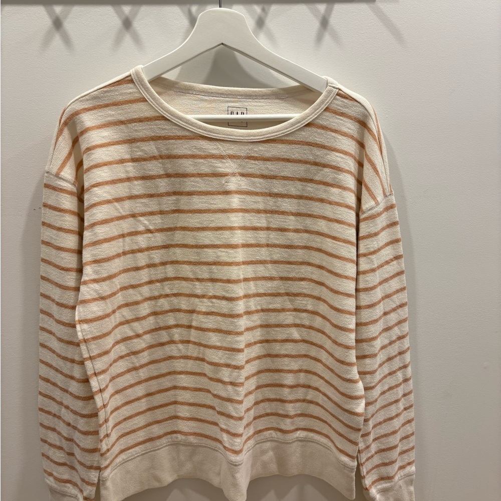 GAP Cream and Tan Striped Sweatshirt